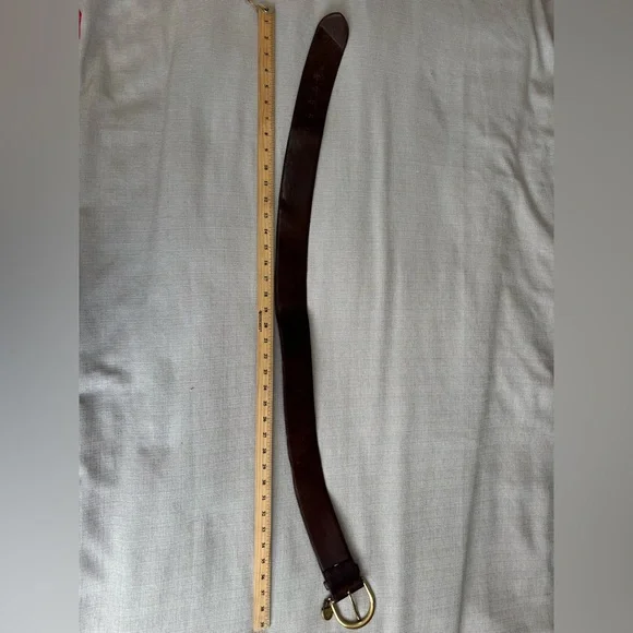 Ralph Lauren Brown Leather wide Belt with Gold Buckle and padlock charm - Picture 3 of 6